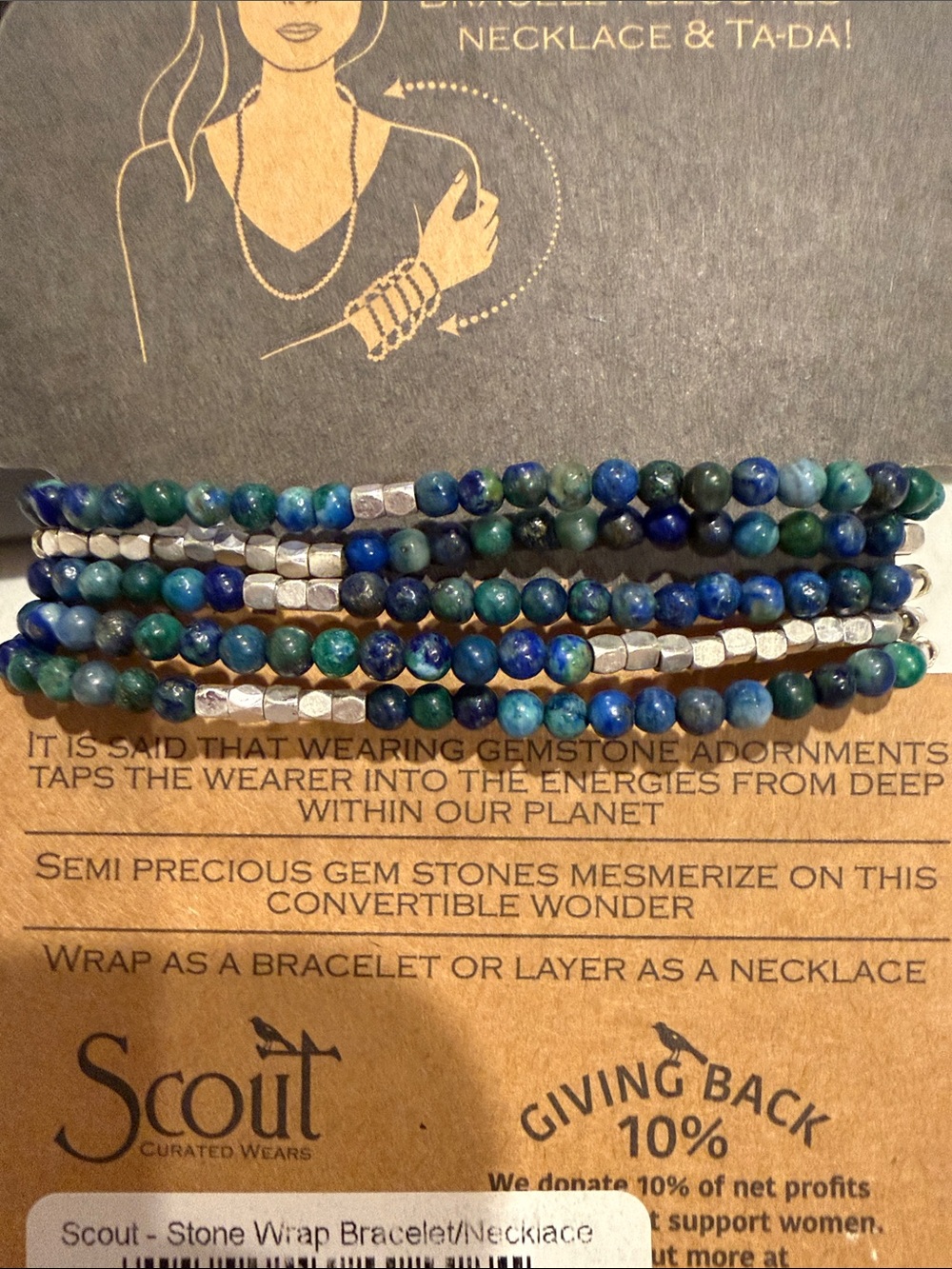 NWT- Scout Azurite Stone of Heaven Beaded Necklace/Wrap Bracelet - Picture 4 of 4